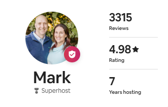 Mark Petrillo Airbnb Superhost profile screenshot
